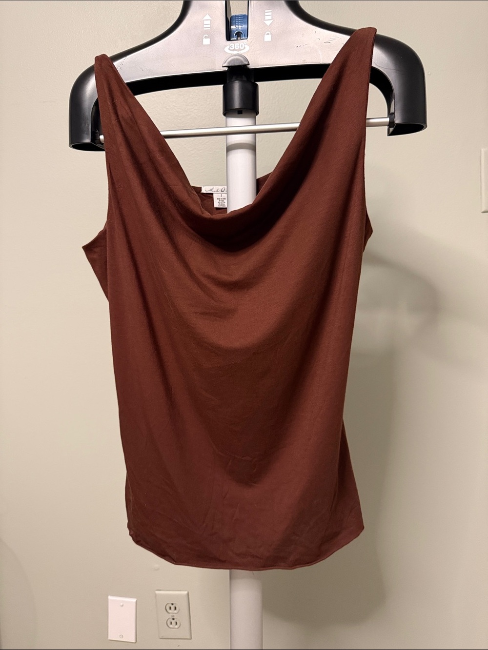 Cowl Neck Tank Top in Rich Brown
